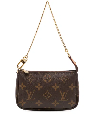 Pre-owned Louis Vuitton 2020 Monogram Mini Pochette Accessoires Handbag In Brown