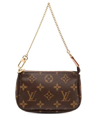 Pre-owned Louis Vuitton 2020 Monogram Mini Pochette Accessoires Handbag In Brown