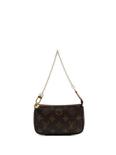 Pre-owned Louis Vuitton 2020 Monogram Mini Pochette Accessoires Handbag In Brown