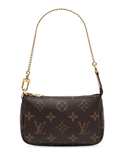 Pre-owned Louis Vuitton 2020 Monogram Mini Pochette Accessoires Handbag In Brown
