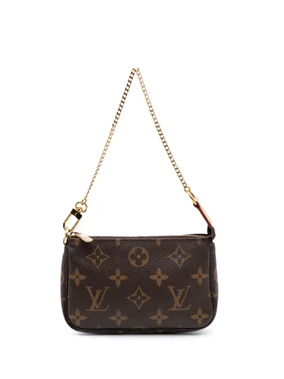 Pre-owned Louis Vuitton 2020 Monogram Mini Pochette Accessoires Handbag In Brown