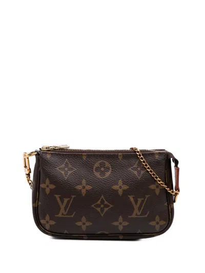 Pre-owned Louis Vuitton 2020 Monogram Mini Pochette Accessoires Handbag In Brown