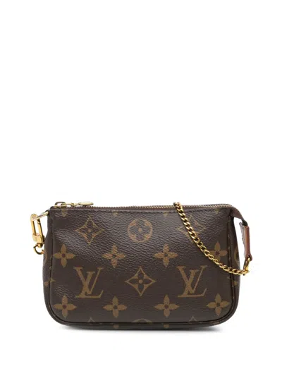 Pre-owned Louis Vuitton 2020 Monogram Mini Pochette Accessoires Handbag In Brown