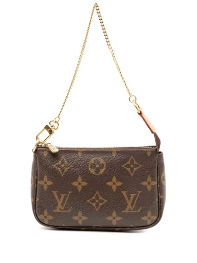 Pre-owned Louis Vuitton 2020 Monogram Mini Pochette Accessoires Handbag In Brown