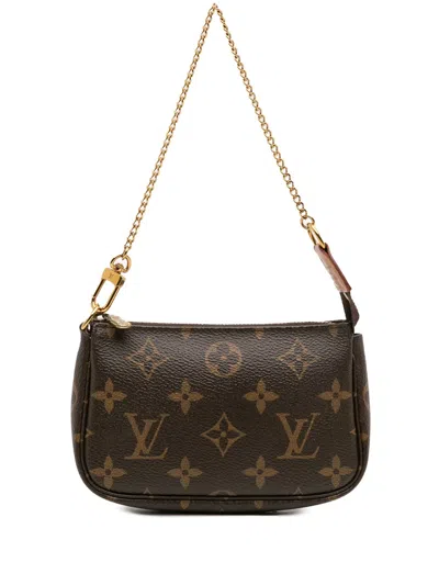 Pre-owned Louis Vuitton 2020 Monogram Mini Pochette Accessoires Handbag In Brown