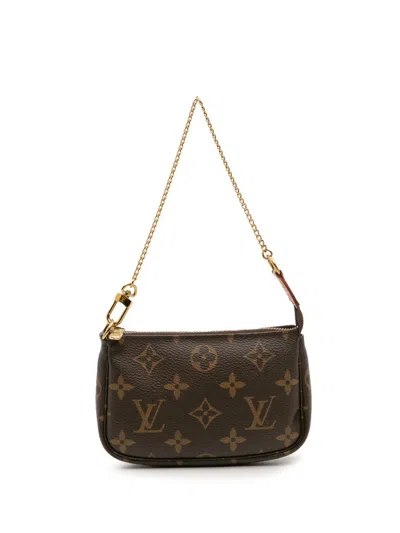 Pre-owned Louis Vuitton 2020 Monogram Mini Pochette Accessoires Handbag In Brown