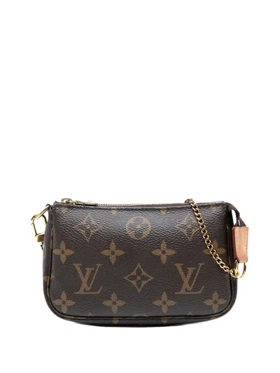 Pre-owned Louis Vuitton 2020 Monogram Mini Pochette Accessoires Handbag In Brown