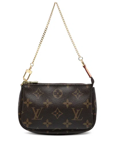 Pre-owned Louis Vuitton 2020 Monogram Mini Pochette Accessoires Handbag In Brown