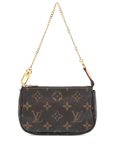Pre-owned Louis Vuitton 2020 Monogram Mini Pochette Accessoires Handbag In Brown