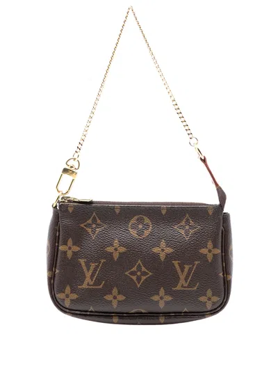 Pre-owned Louis Vuitton 2020 Monogram Mini Pochette Accessoires Handbag In Brown