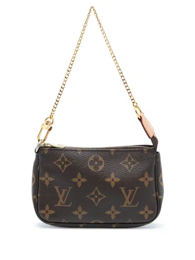 Pre-owned Louis Vuitton 2020 Monogram Mini Pochette Accessoires Handbag In Brown