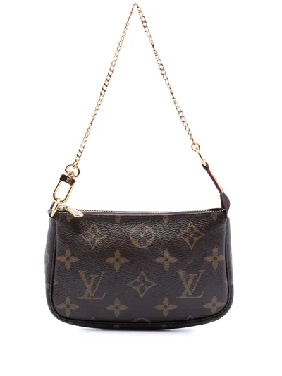 Pre-owned Louis Vuitton 2020 Monogram Mini Pochette Accessoires Handbag In Brown