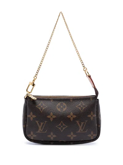 Pre-owned Louis Vuitton 2020 Monogram Mini Pochette Accessoires Handbag In Brown