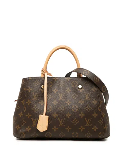 Pre-owned Louis Vuitton 2020 Monogram Montaigne Bb Satchel In Brown