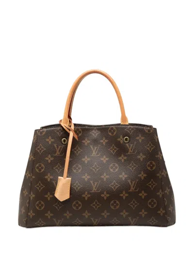 Pre-owned Louis Vuitton 2020 Monogram Montaigne Mm Satchel In Brown