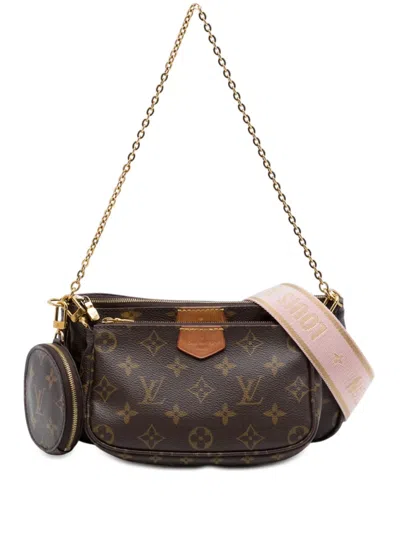 Pre-owned Louis Vuitton 2020 Monogram Multi Pochette Accessoires Satchel In Brown