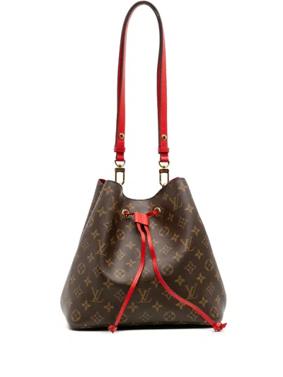 Pre-owned Louis Vuitton 2020 Monogram Neonoe Mm Bucket Bag In Brown