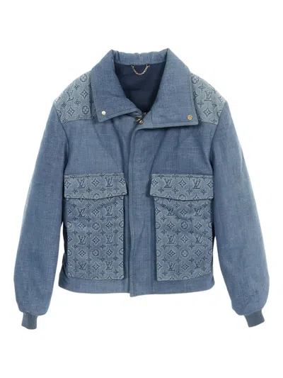 Pre-owned Louis Vuitton 2020 Monogram Padded Denim Jacket In Blue