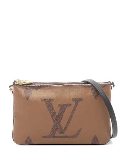 Pre-owned Louis Vuitton 2020 Monogram-pattern Double-zip Pochette In Neutral