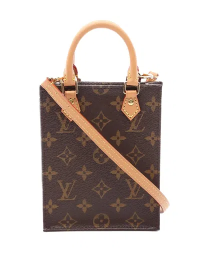 Pre-owned Louis Vuitton 2020 Monogram Petit Sac Plat Satchel In Brown