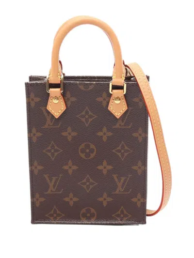 Pre-owned Louis Vuitton 2020 Monogram Petit Sac Plat Satchel In Brown