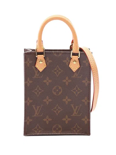 Pre-owned Louis Vuitton 2020 Monogram Petit Sac Plat Satchel In Brown