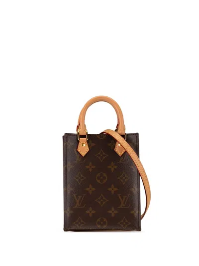 Pre-owned Louis Vuitton 2020 Monogram Petit Sac Plat Satchel In Brown