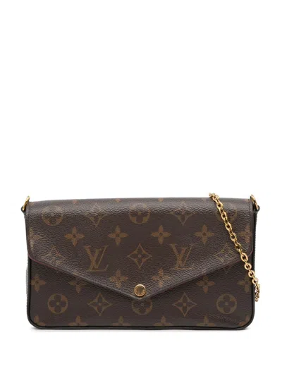 Pre-owned Louis Vuitton 2020 Monogram Pochette Felicie Crossbody Bag In Brown