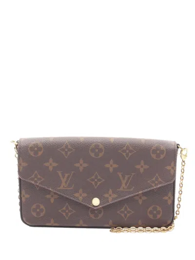 Pre-owned Louis Vuitton 2020 Monogram Pochette Felicie Crossbody Bag In Brown