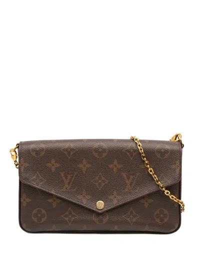 Pre-owned Louis Vuitton 2020 Monogram Pochette Felicie Crossbody Bag In Brown