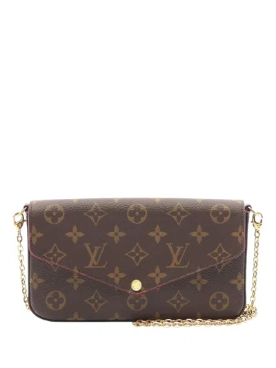 Pre-owned Louis Vuitton 2020 Monogram Pochette Felicie Crossbody Bag In Brown