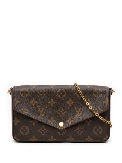Pre-owned Louis Vuitton 2020 Monogram Pochette Felicie Crossbody Bag In Brown