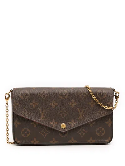 Pre-owned Louis Vuitton 2020 Monogram Pochette Felicie Crossbody Bag In Brown