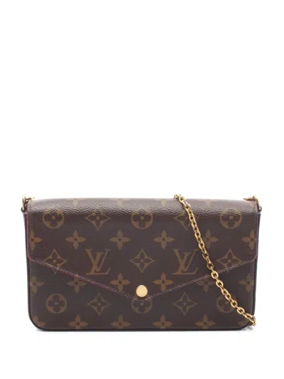 Pre-owned Louis Vuitton 2020 Monogram Pochette Felicie Crossbody Bag In Brown