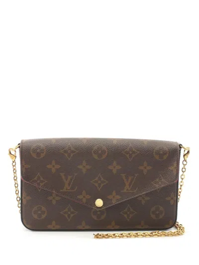 Pre-owned Louis Vuitton 2020 Monogram Pochette Felicie Shoulder Bag In Brown