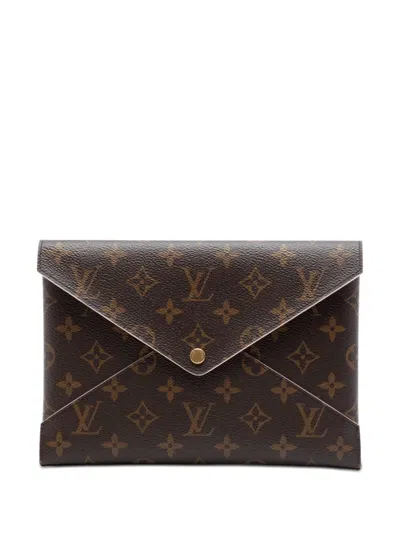 Pre-owned Louis Vuitton 2020 Monogram Pochette Kirigami Gm Clutch Bag In Brown