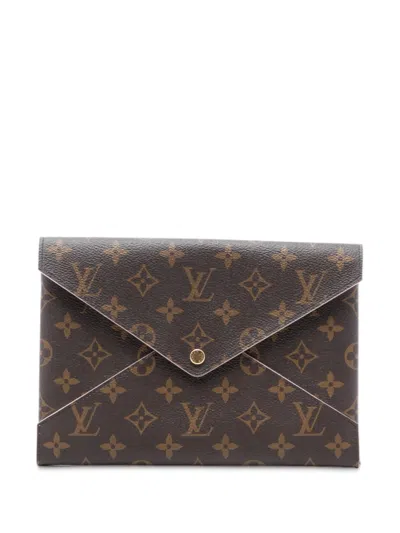 Pre-owned Louis Vuitton 2020 Monogram Pochette Kirigami Set Clutch Bag In Brown