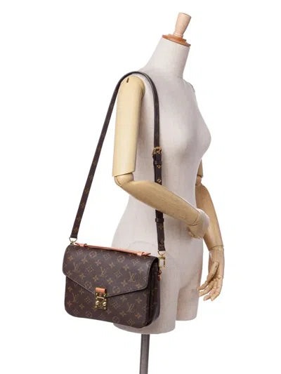 Pre-owned Louis Vuitton 2020 Monogram Pochette Metis Satchel In Brown