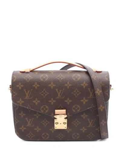 Pre-owned Louis Vuitton 2020 Monogram Pochette Metis Satchel In Brown