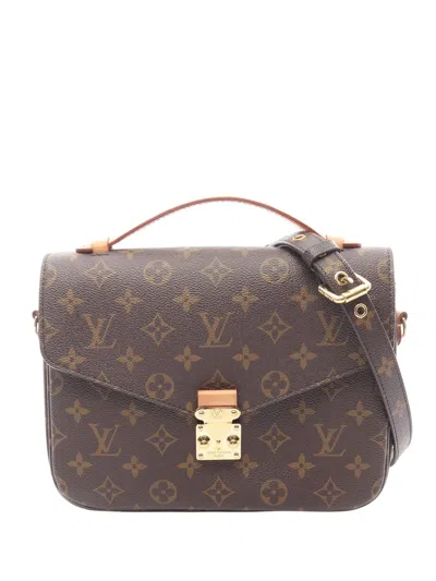 Pre-owned Louis Vuitton 2020 Monogram Pochette Metis Satchel In Brown