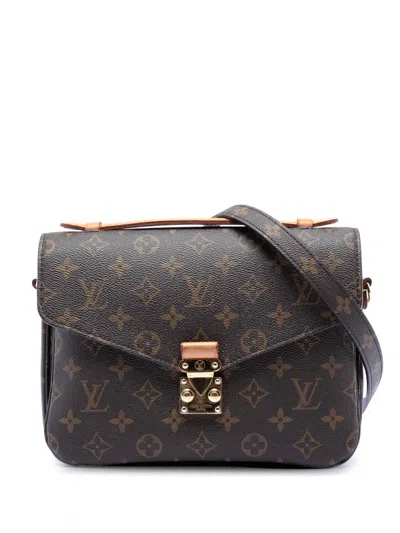 Pre-owned Louis Vuitton 2020 Monogram Pochette Metis Satchel In Brown