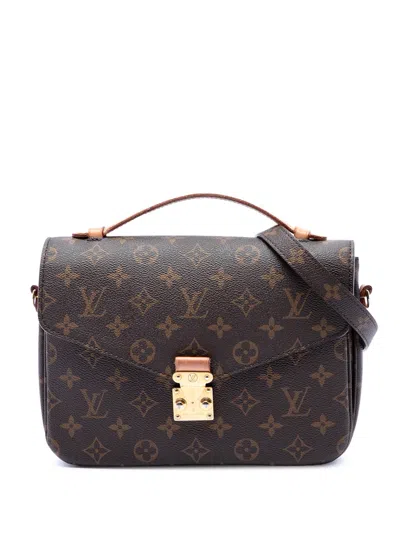 Pre-owned Louis Vuitton 2020 Monogram Pochette Metis Satchel In Brown