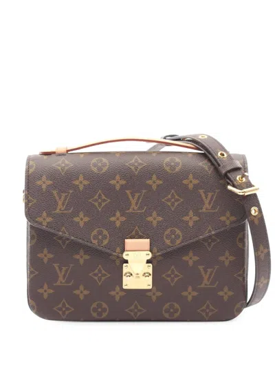 Pre-owned Louis Vuitton 2020 Monogram Pochette Metis Satchel In Brown