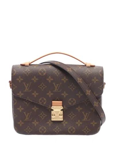 Pre-owned Louis Vuitton 2020 Monogram Pochette Metis Satchel In Brown