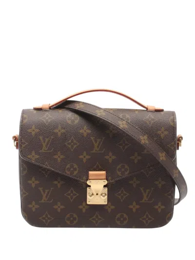 Pre-owned Louis Vuitton 2020 Monogram Pochette Metis Satchel In Brown