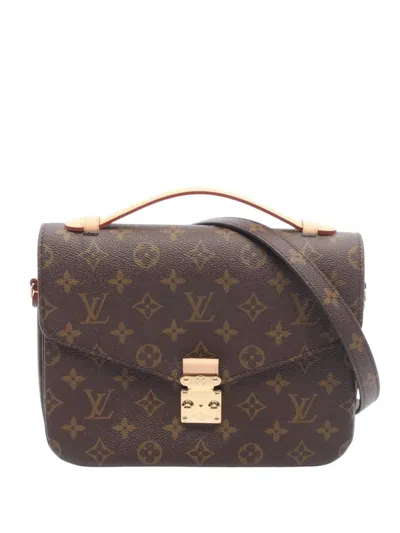 Pre-owned Louis Vuitton 2020 Monogram Pochette Metis Satchel In Brown