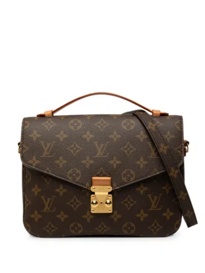 Pre-owned Louis Vuitton 2020 Monogram Pochette Metis Satchel In Brown
