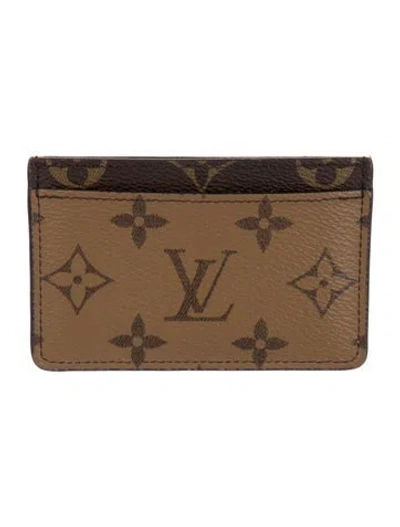 Pre-owned Louis Vuitton 2020 Monogram Reverse Card Case In Brown