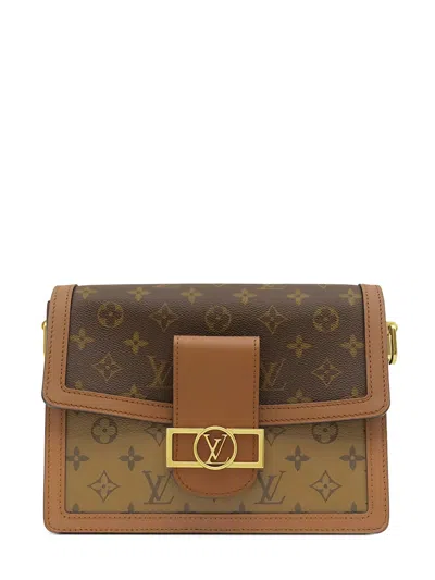 Pre-owned Louis Vuitton 2020 Monogram Reverse Dauphine Mm Satchel In Brown