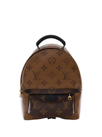 Pre-owned Louis Vuitton 2020 Monogram Reverse Mini Palm Springs Backpack In Brown
